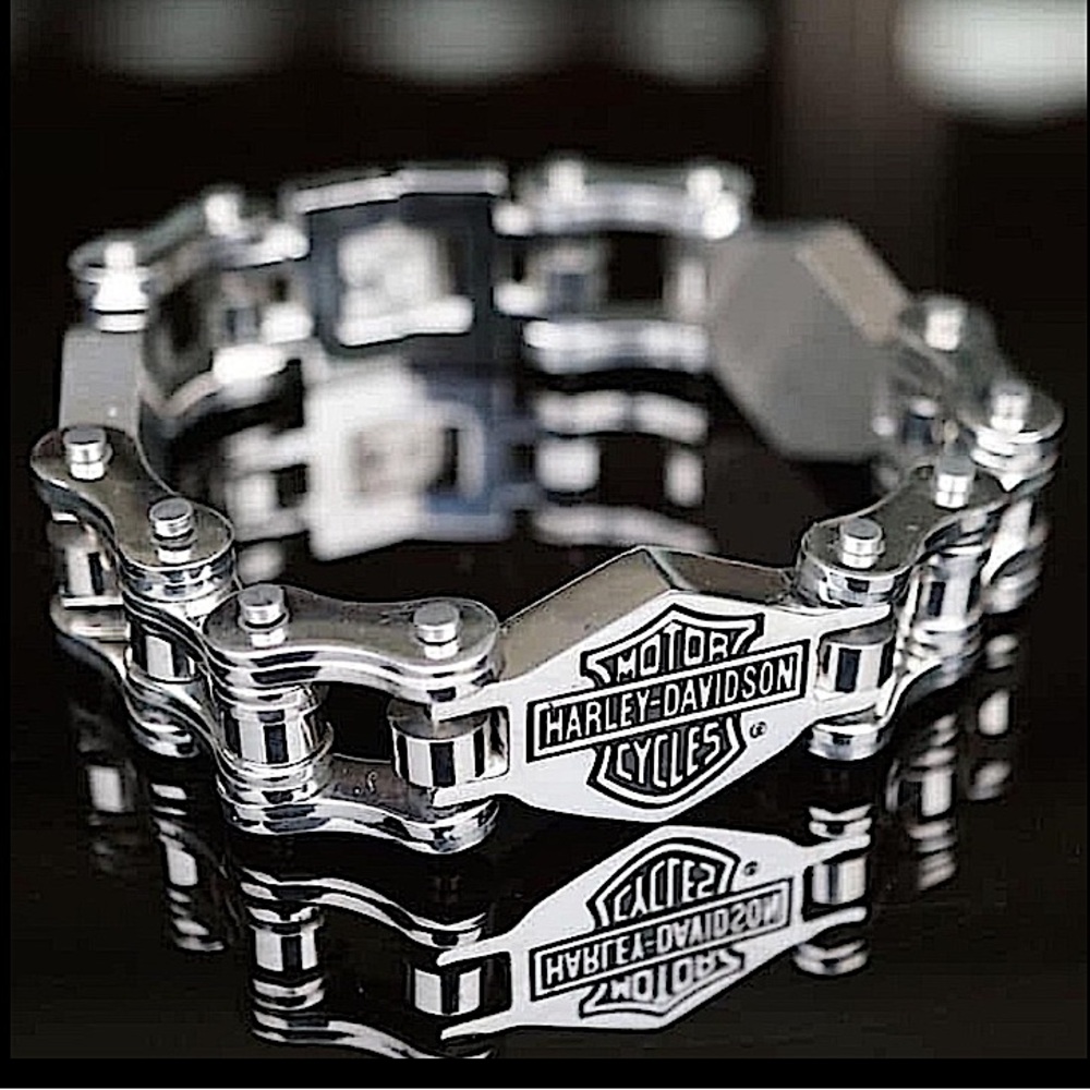 Harley Davidson Stainless Steel Bracelet Biker Shield Motorcycle Customi…